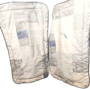 Croscill Beige & Gray Floral Pillow Shams King Size Vintage 80s Set Of 2